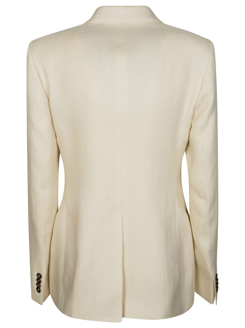 Tagliatore Structured Double Breasted Linen Blazer