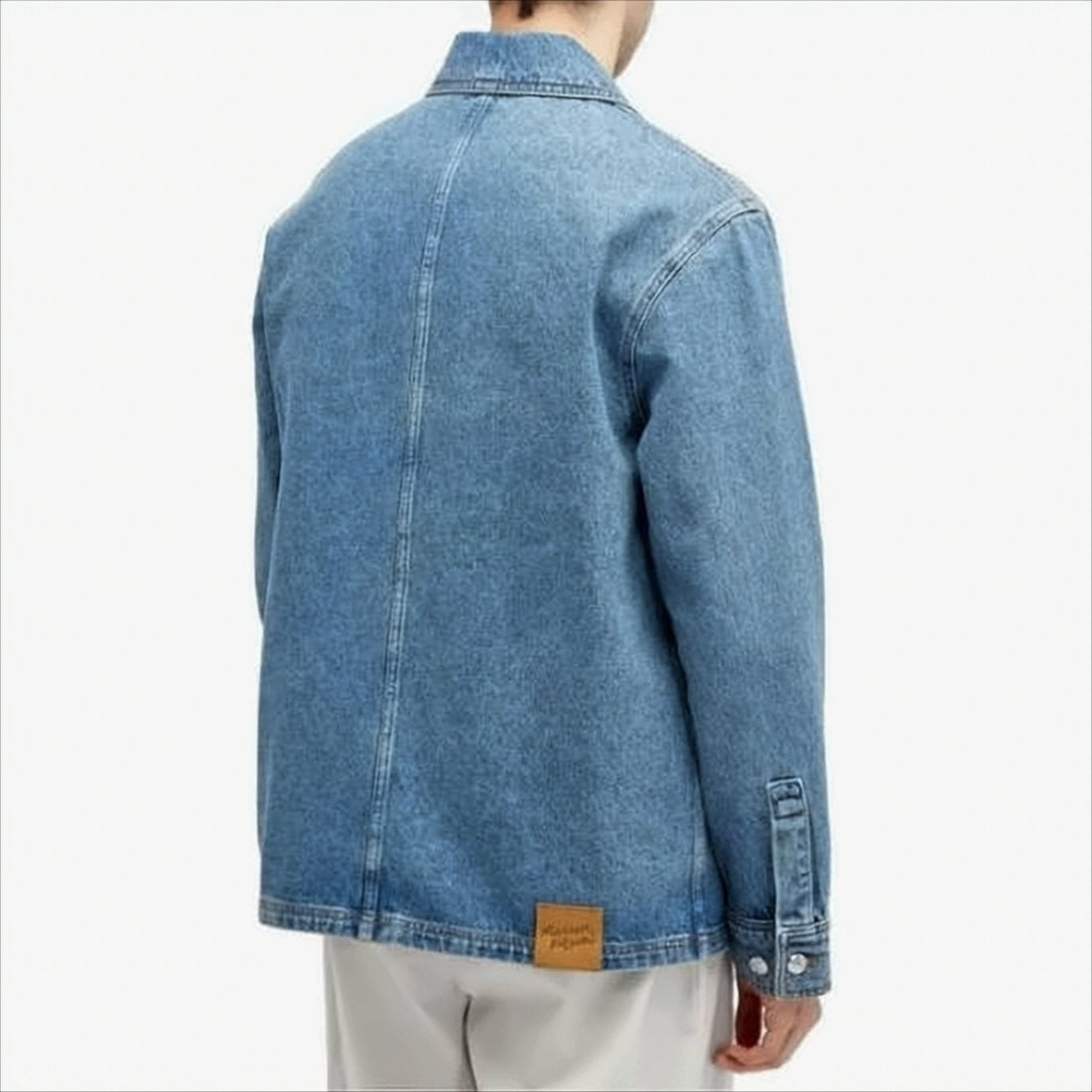 Maison Kitsuné Light Blue Denim Jacket With Straight Cut And Button-Up Front