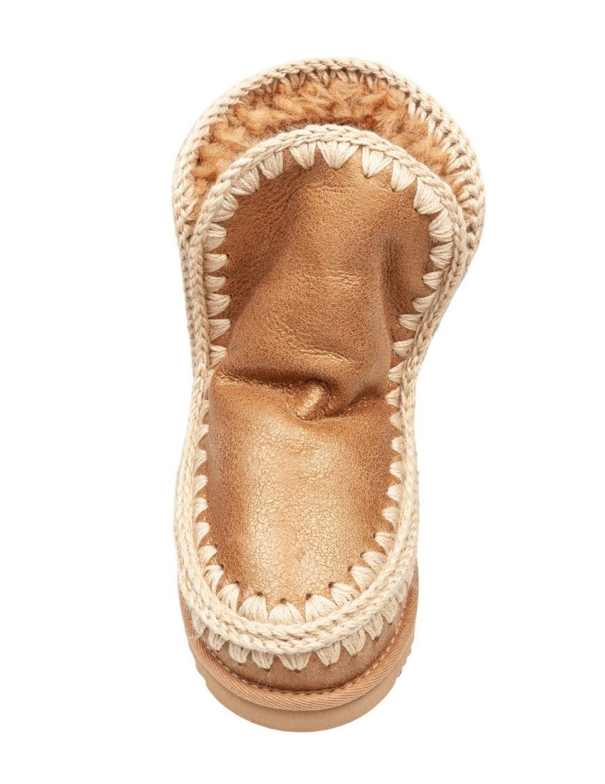 Mou Eskimo 18 Sheepskin Ankle Boot In Tobacco Color With Applied Zirconia