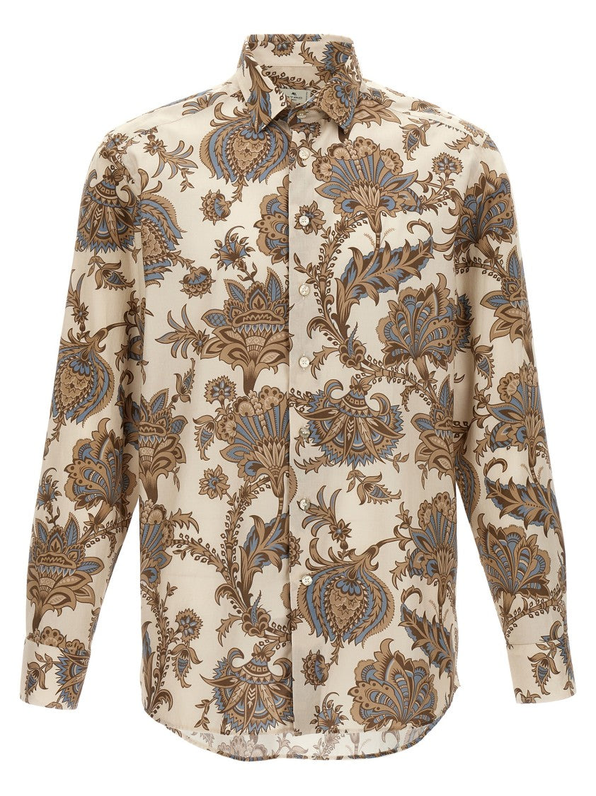 Etro Maxi Floral Print Cotton Shirt
