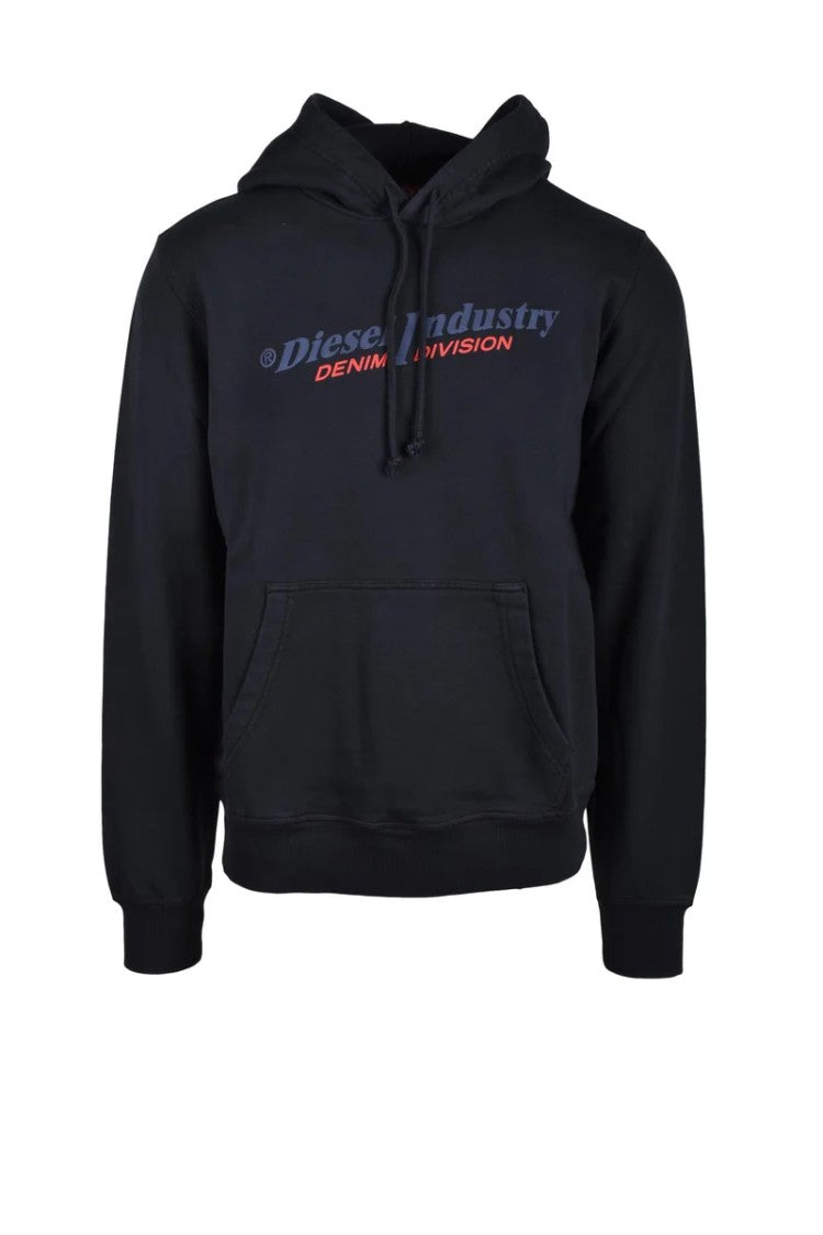 Diesel Black Hooded Cotton Sweatshirt