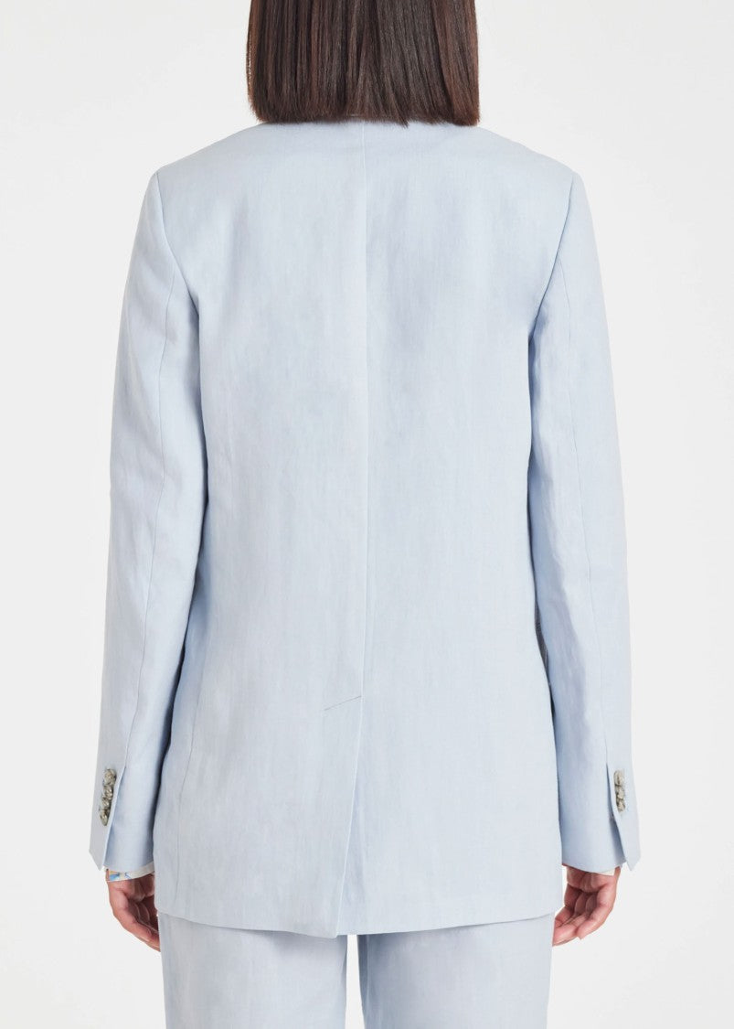 Paul Smith Pale Blue Linen Blazer With One-Button Closure