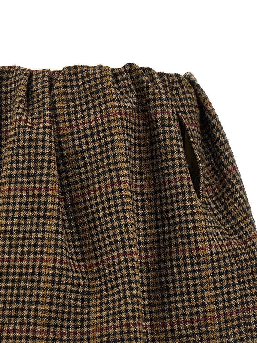 Miu Miu Houndstooth Wool Mini Skirt With Elastic Waistband