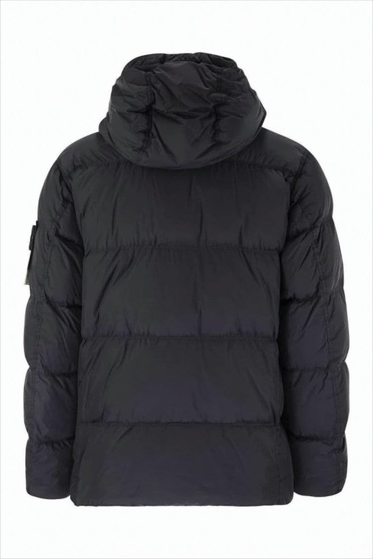 Stone Island Hooded Quilted Down Jacket With Branded Patch