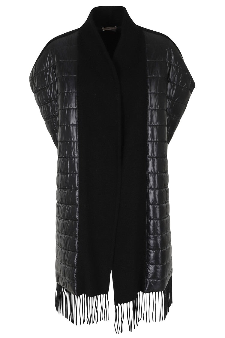 Herno Black Sleeveless Fringe Hem Wool-Blend Vest
