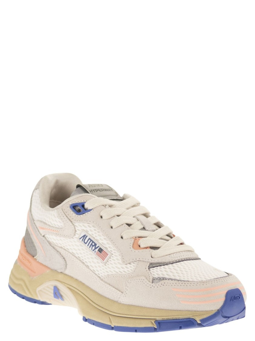 Autry Hyperway Low Mesh/Suede Wht/Peach Pnk