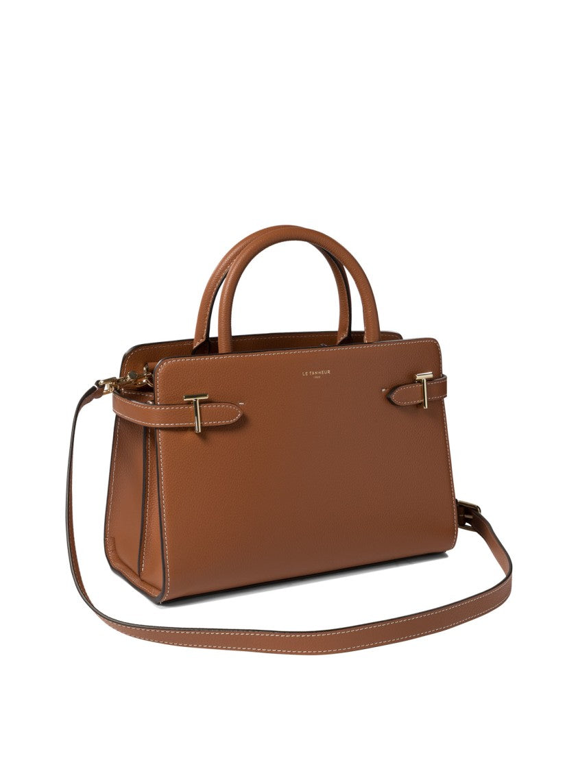 Le Tanneur Textured Leather Handbag With Detachable Shoulder Strap