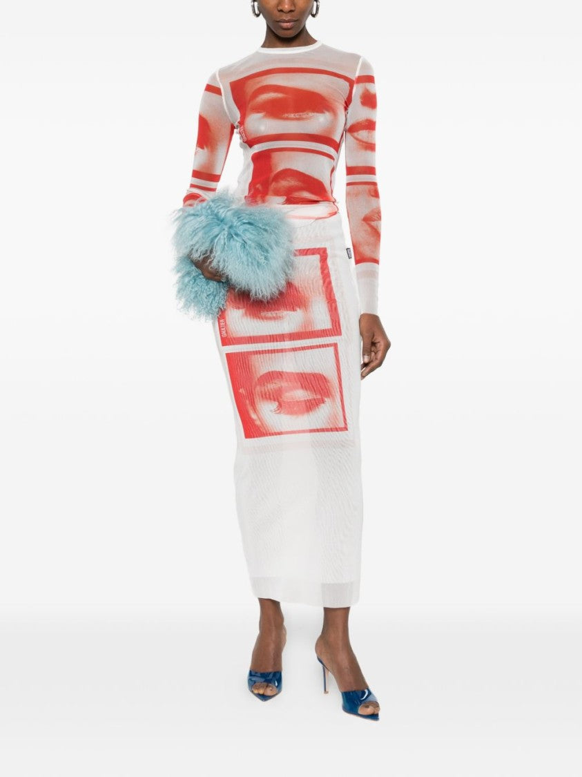 Jean Paul Gaultier Multicolour Silk And Nylon Patterned Skirt