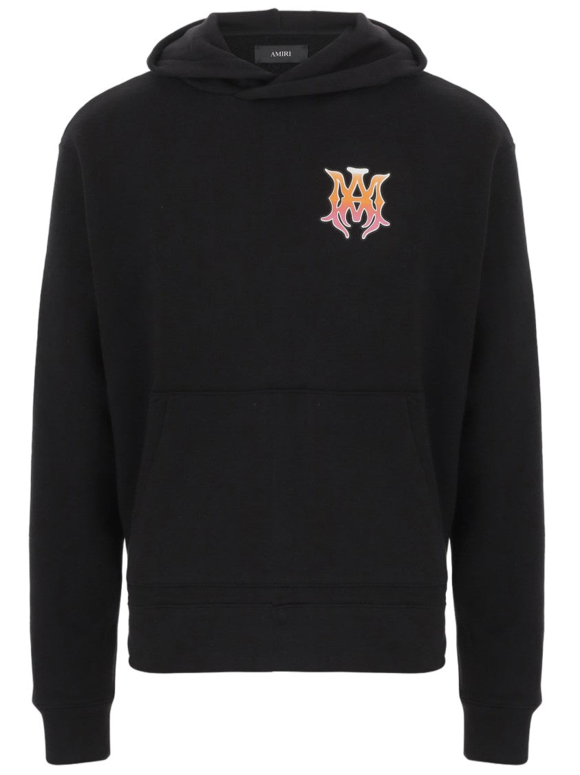Amiri Black Cotton Hoodie With Bold Logo Details