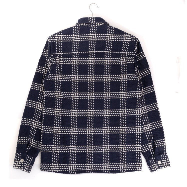 Wax London Navy Check Design Button-Up Shirt