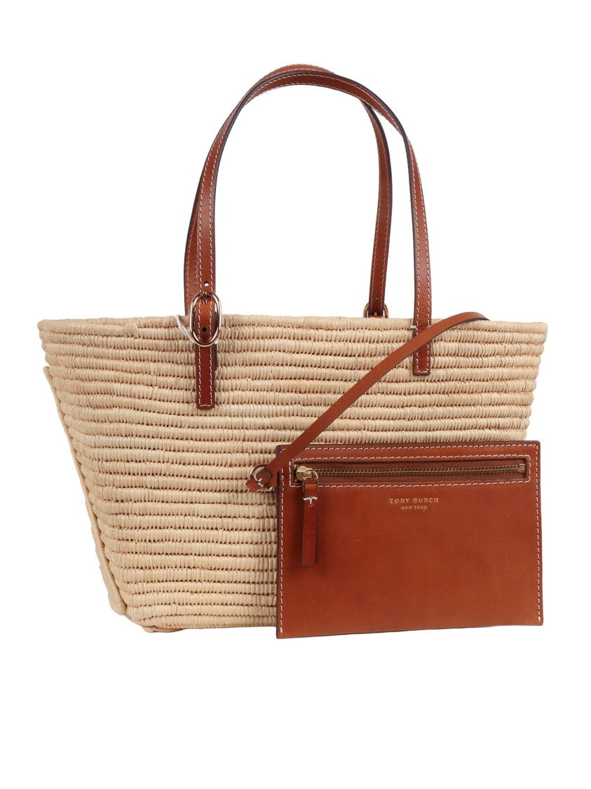 Tory Burch Ella Structured Raffia Small Tote Bag
