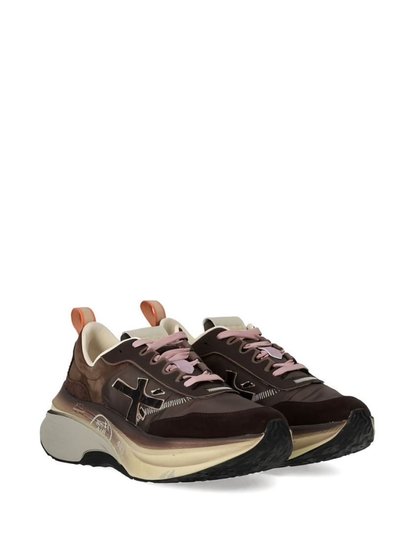 Premiata Elegant Deep Brown Goat Leather Sneakers