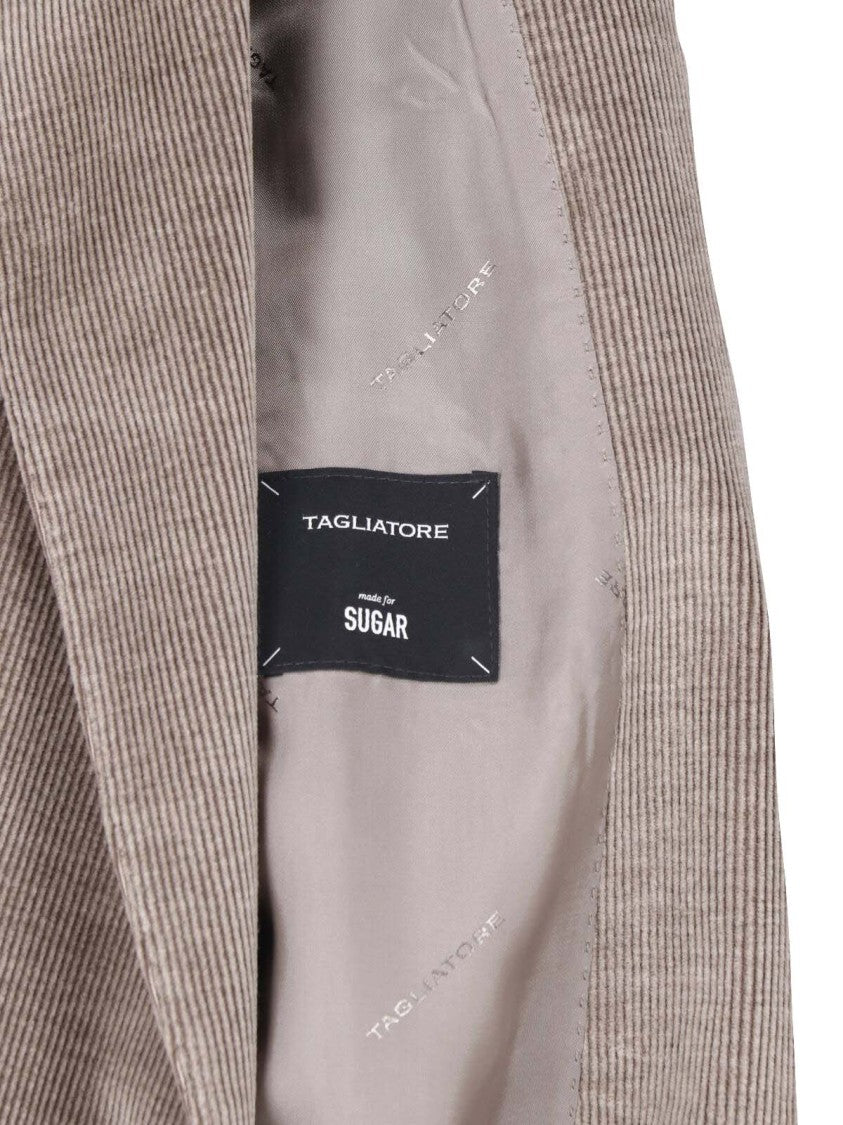 Tagliatore J-Jasmine Taupe Corduroy Double-Breasted Blazer