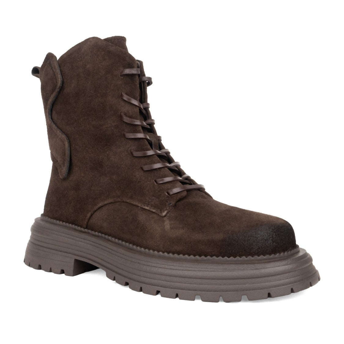 Linda Baumann Brown Rugged Lace-Up Suede Ankle Boots