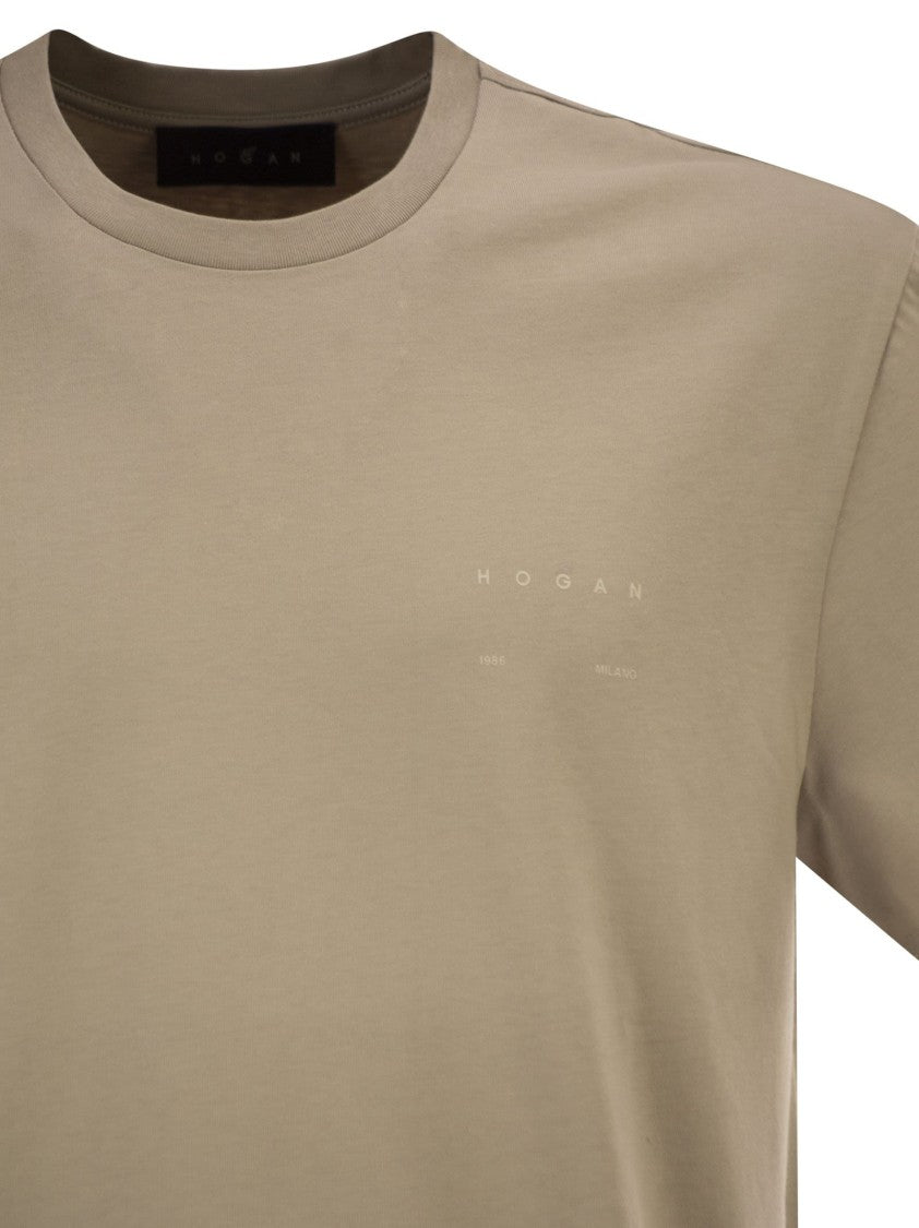 Hogan Contrasting Logo Print Cotton Jersey T-Shirt