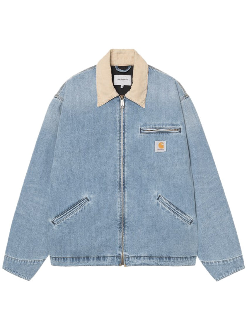 Carhartt Wip Light Blue Denim Jacket With Beige Corduroy Collar