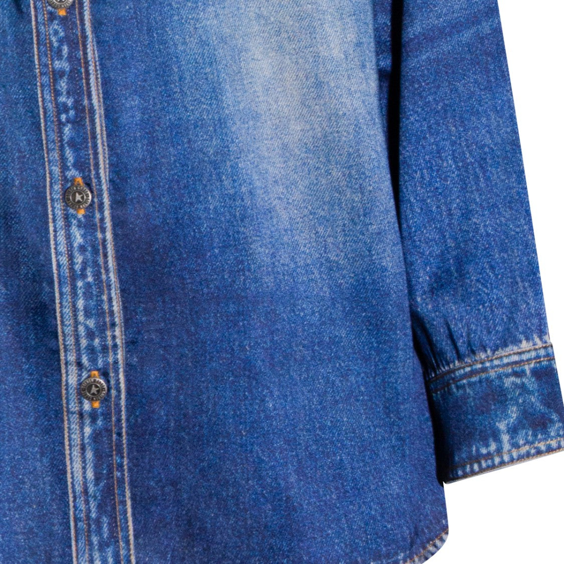 Golden Goose Vintage Denim Print Shirt