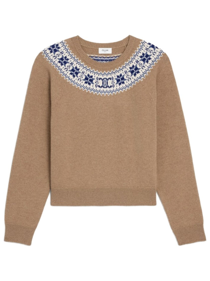 Celine Navy Fair Isle Cashmere Sweater