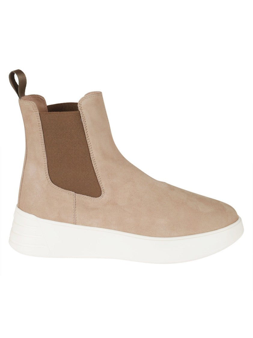 Hogan H562 Beige Suede Slip-On Boots
