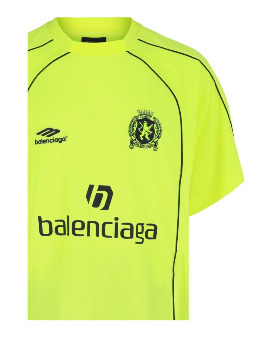 Balenciaga Neon Yellow Oversized Soccer T-Shirt With Ipanema 10 Graphic