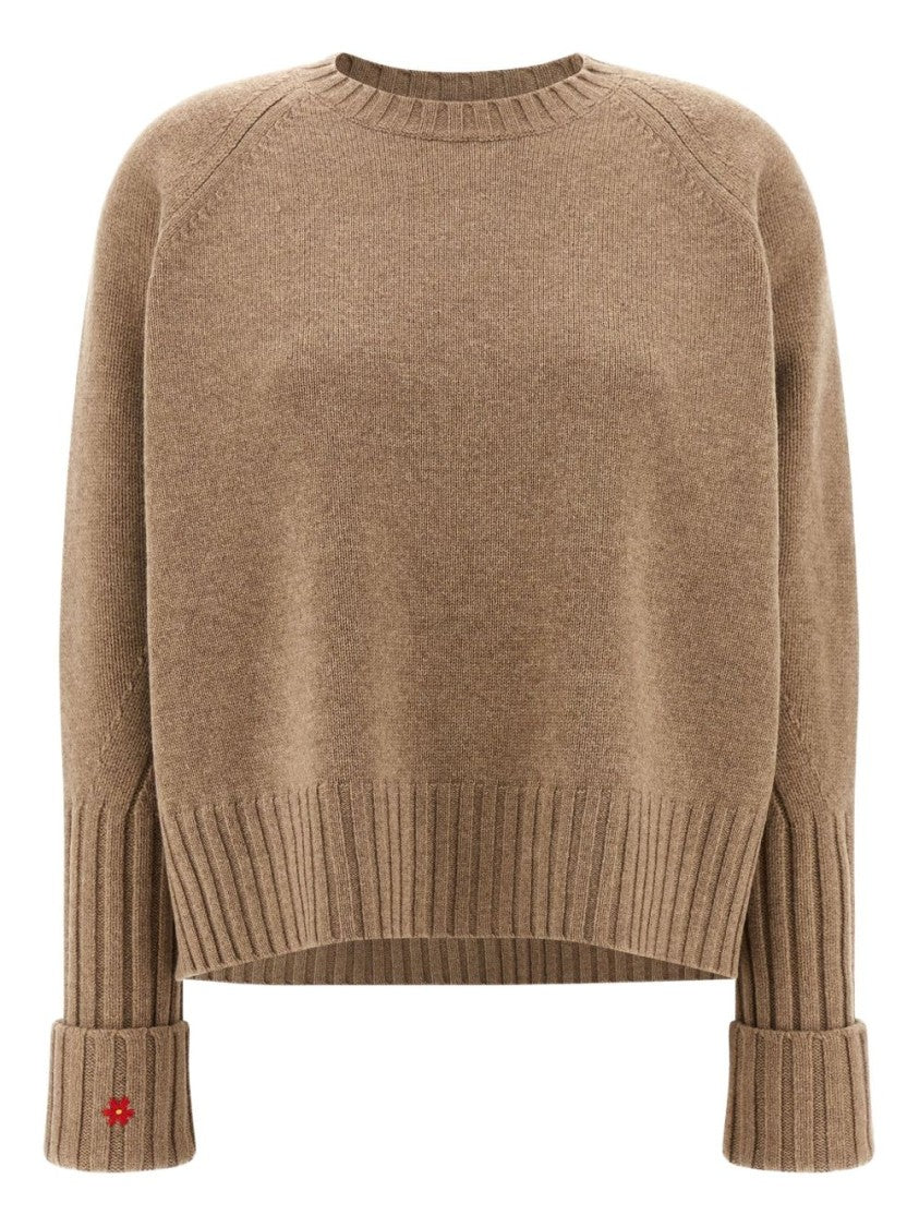 Tory Burch Relaxed Fit Brown Knit Sweater