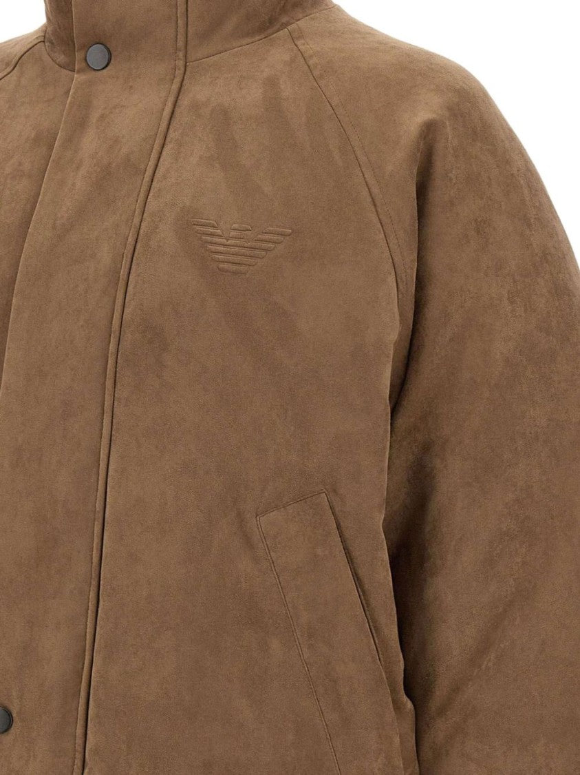 Emporio Armani Reversible Camel Suede Bomber Jacket
