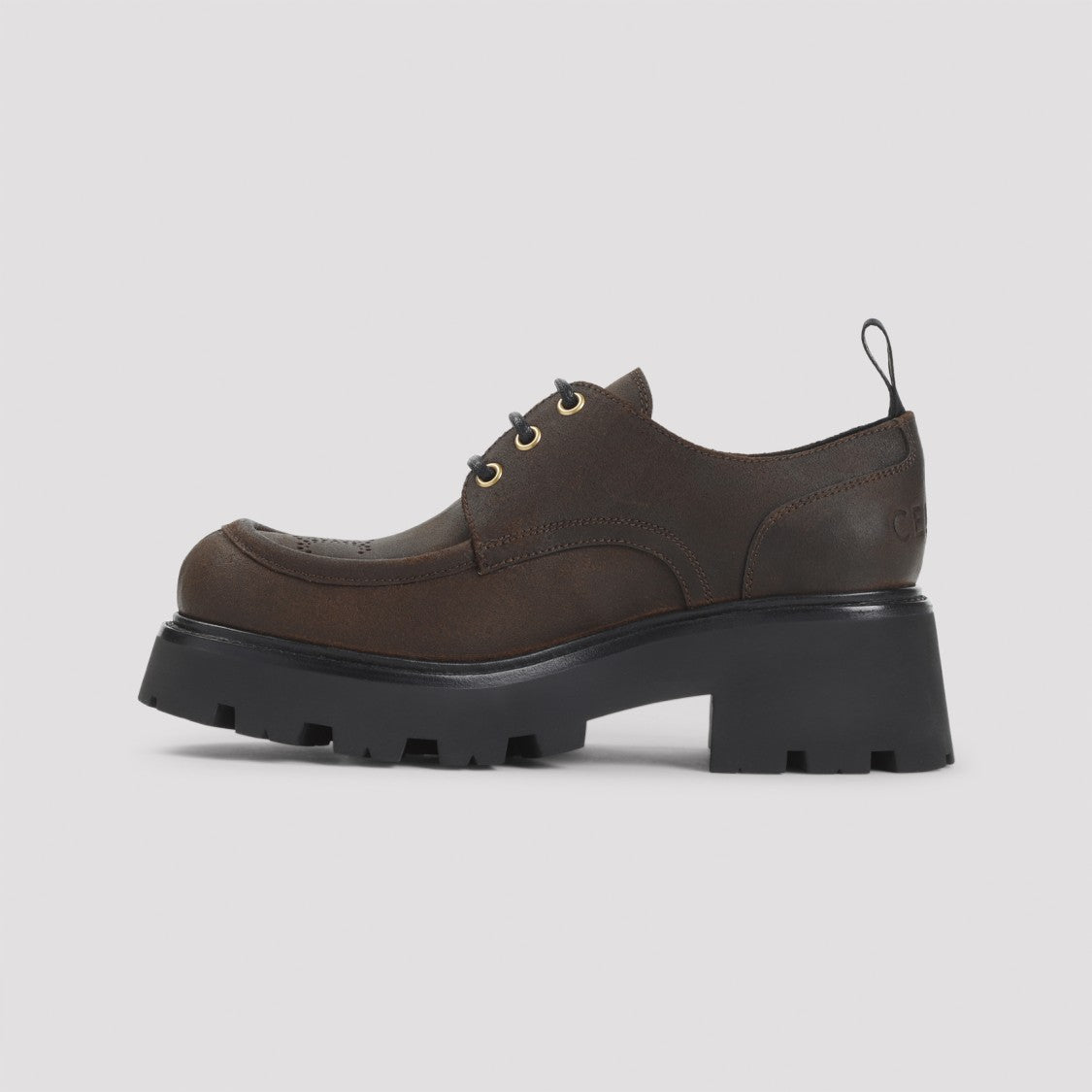 Celine Lace-Up Dark Brown Leather Shoes