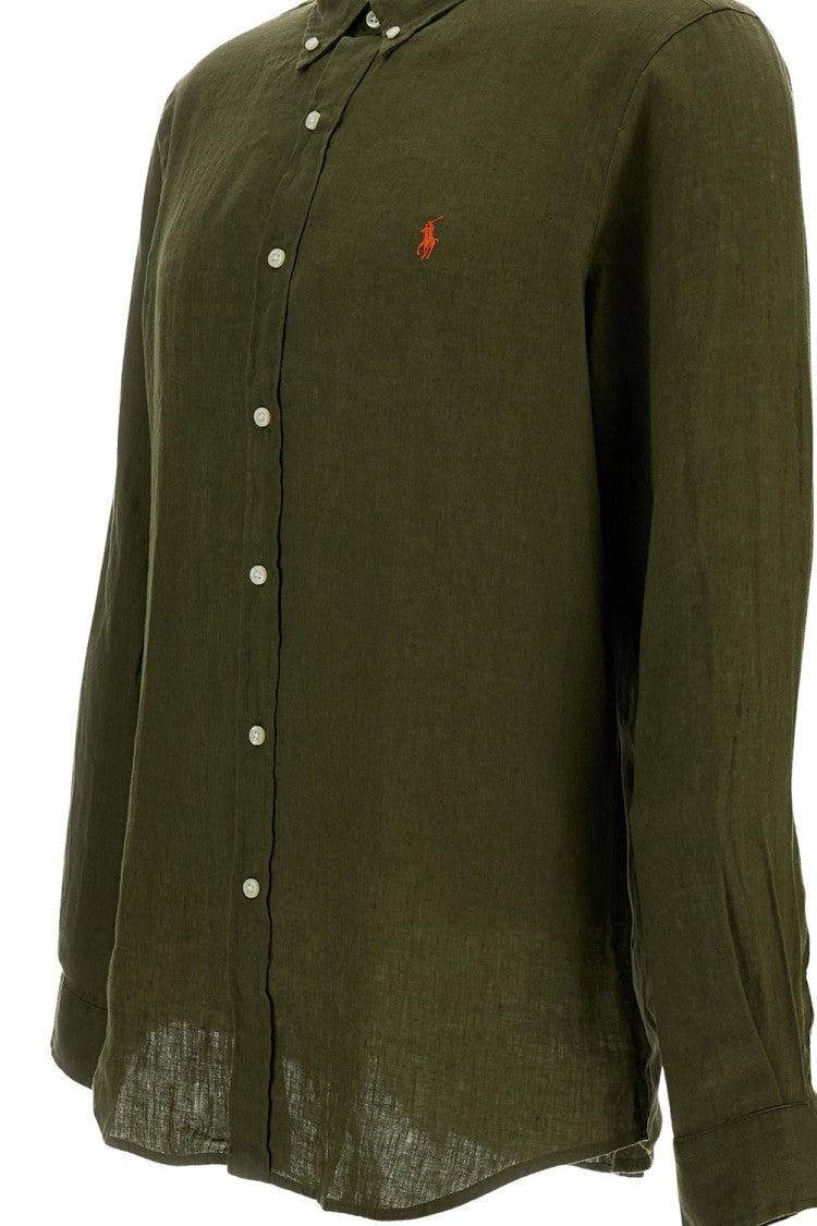 Polo Ralph Lauren Military Green Linen Button-Down Shirt
