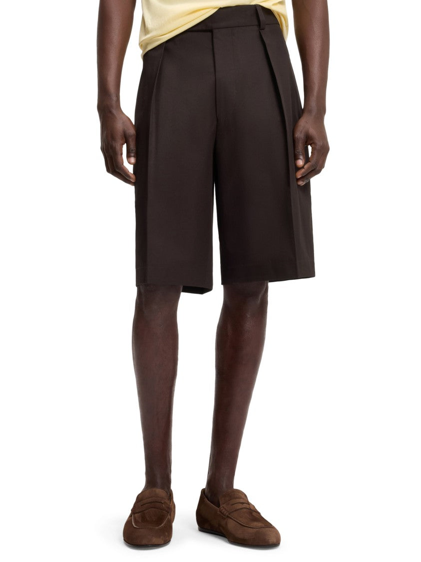 Boss Tailored Brown Shorts With Flat Front