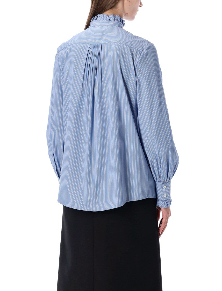 Valentino Garavani Valentino Striped Cotton Ruffled Shirt