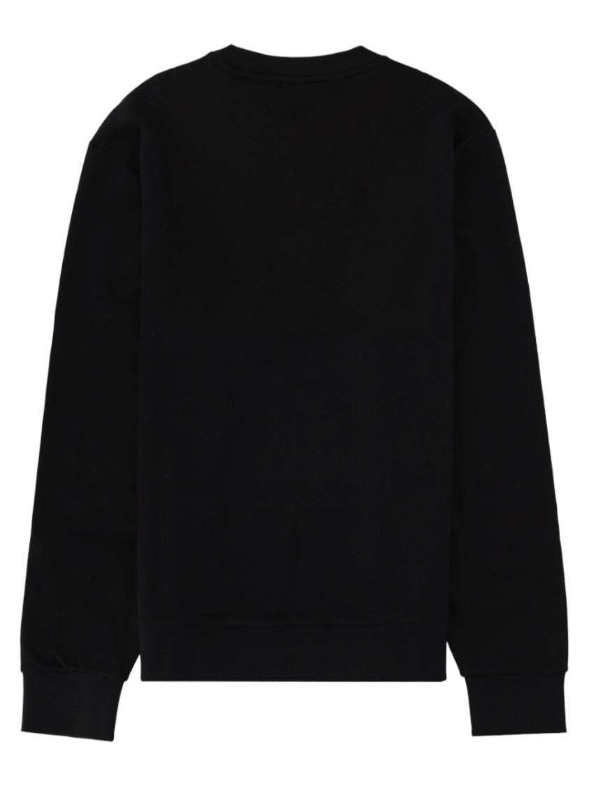 Boss Textured Logo Black Crewneck Cotton Sweatshirt