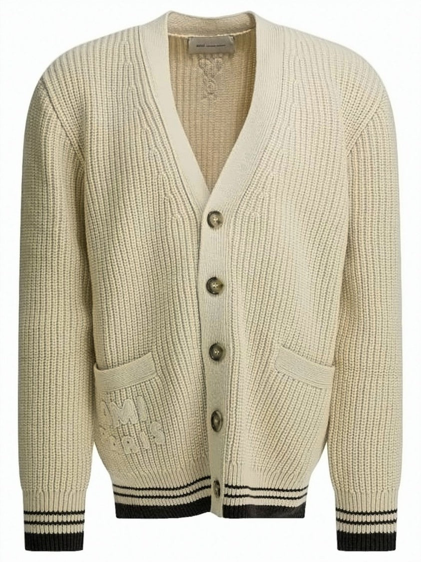 Ami Paris Knit Cardigan With V-Neckline