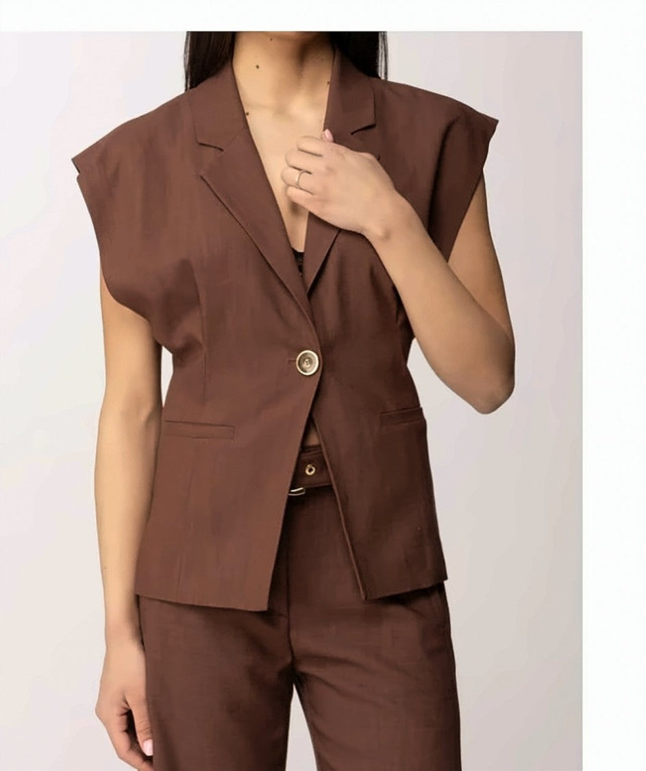 Pinko Floella Stretch Panama Sleeveless Jacket