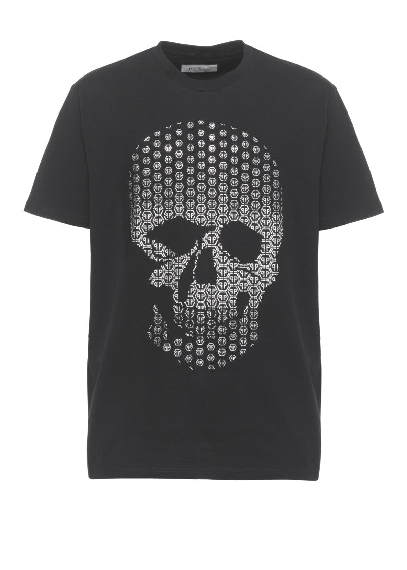 Philipp Plein Black Skull Strass Cotton T-Shirt