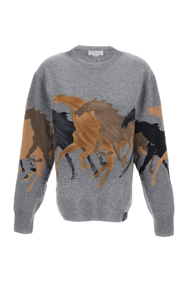 Stella Mccartney Fine Wool Racing Horses Intarsia Jumper