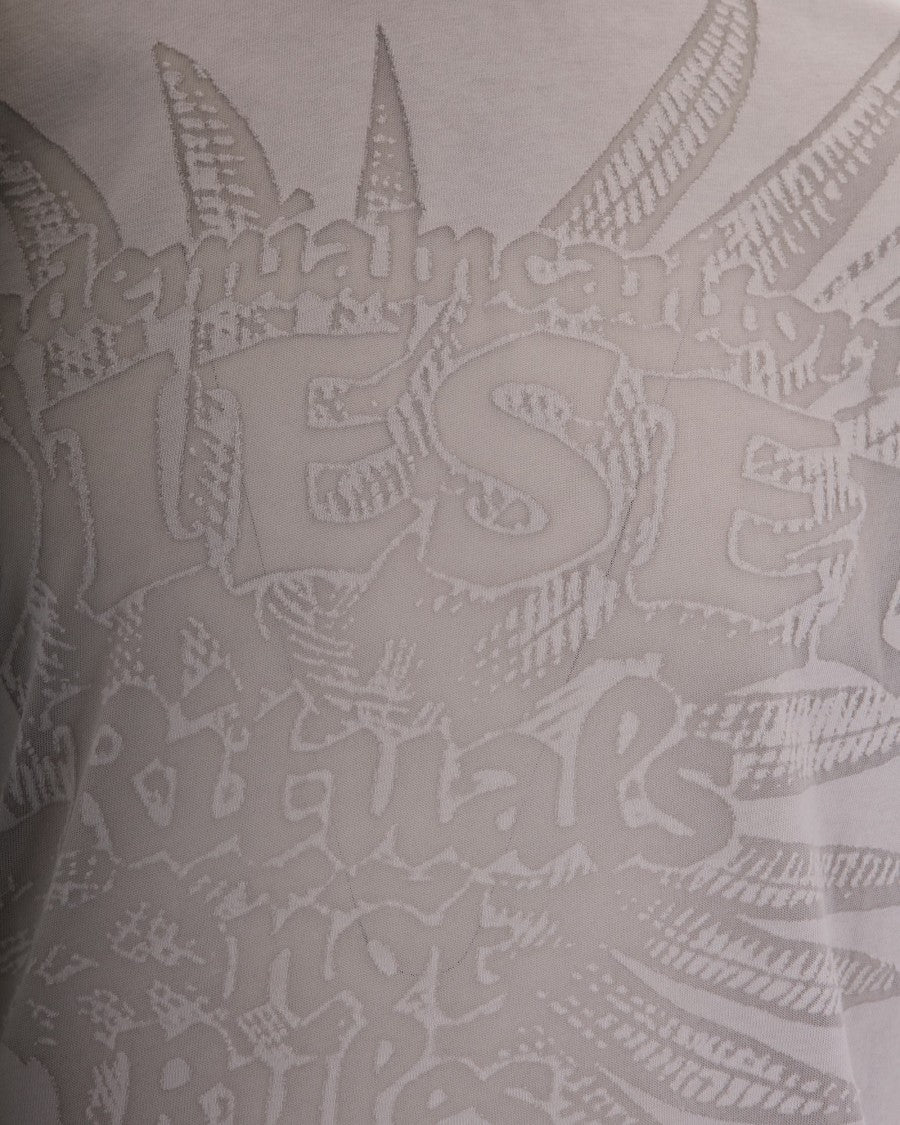 Diesel White Rawjust Embossed Cotton-Blend T-Shirt