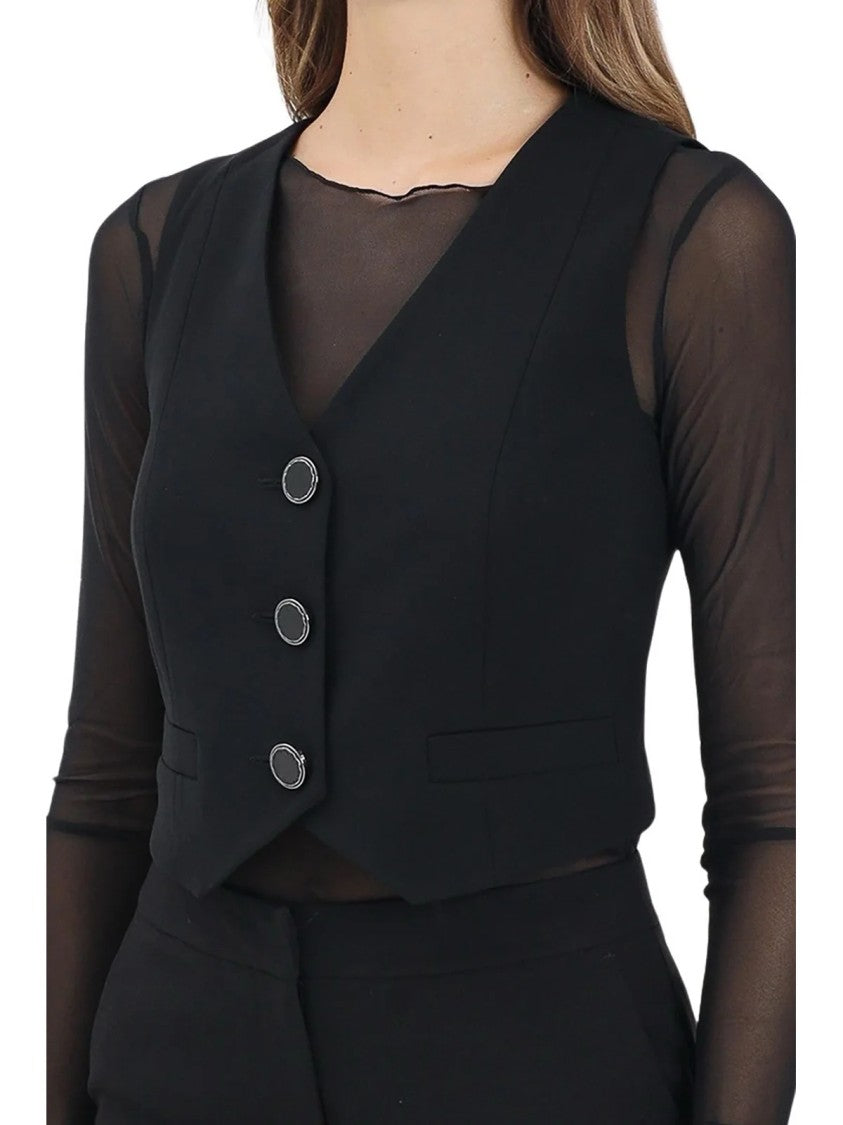 Armani Exchange Black Polyester Fitted Vest
