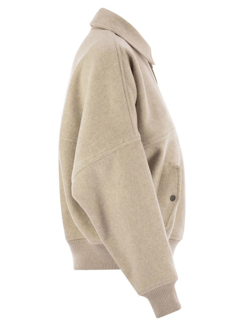 Brunello Cucinelli Double Cashmere And Wool Cloth Bomber Jacket