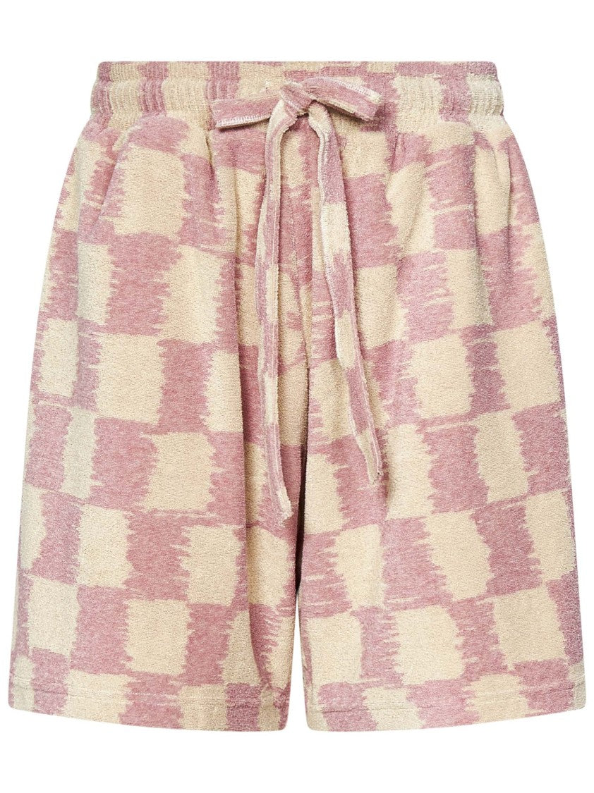 Bonsai Checked Print Viscose Blend Towelling Shorts