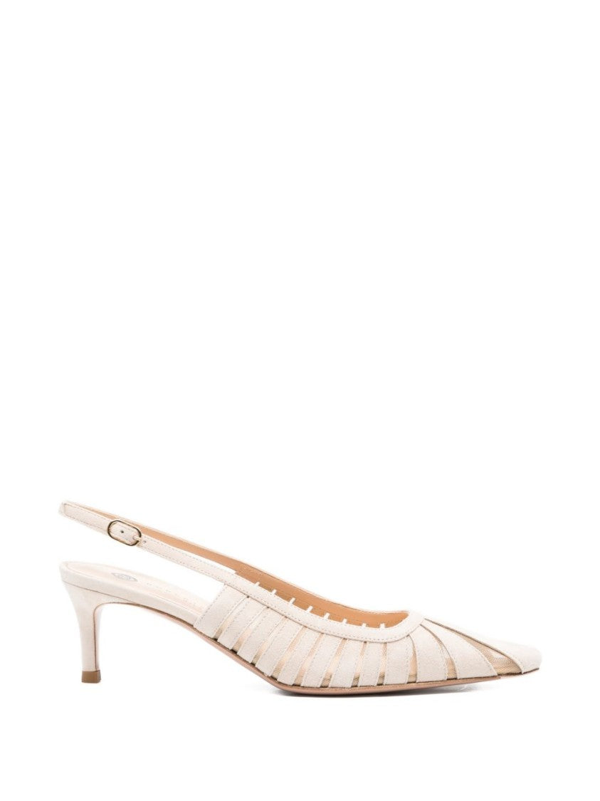 Roberto Festa Ivory Pointed Toe Slingback Shoes With Strap