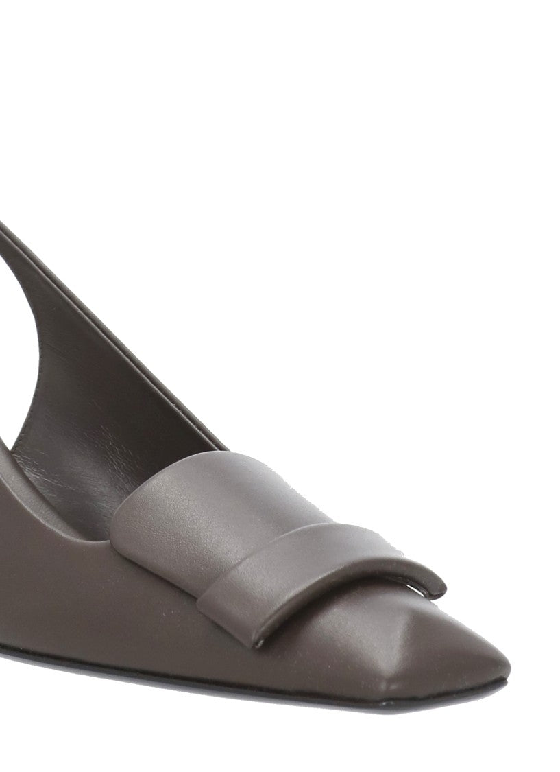 Sergio Rossi Brown Leather Slingback Pumps