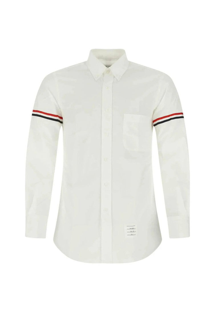 Thom Browne White Cotton Signature-Stripe Button-Down Shirt
