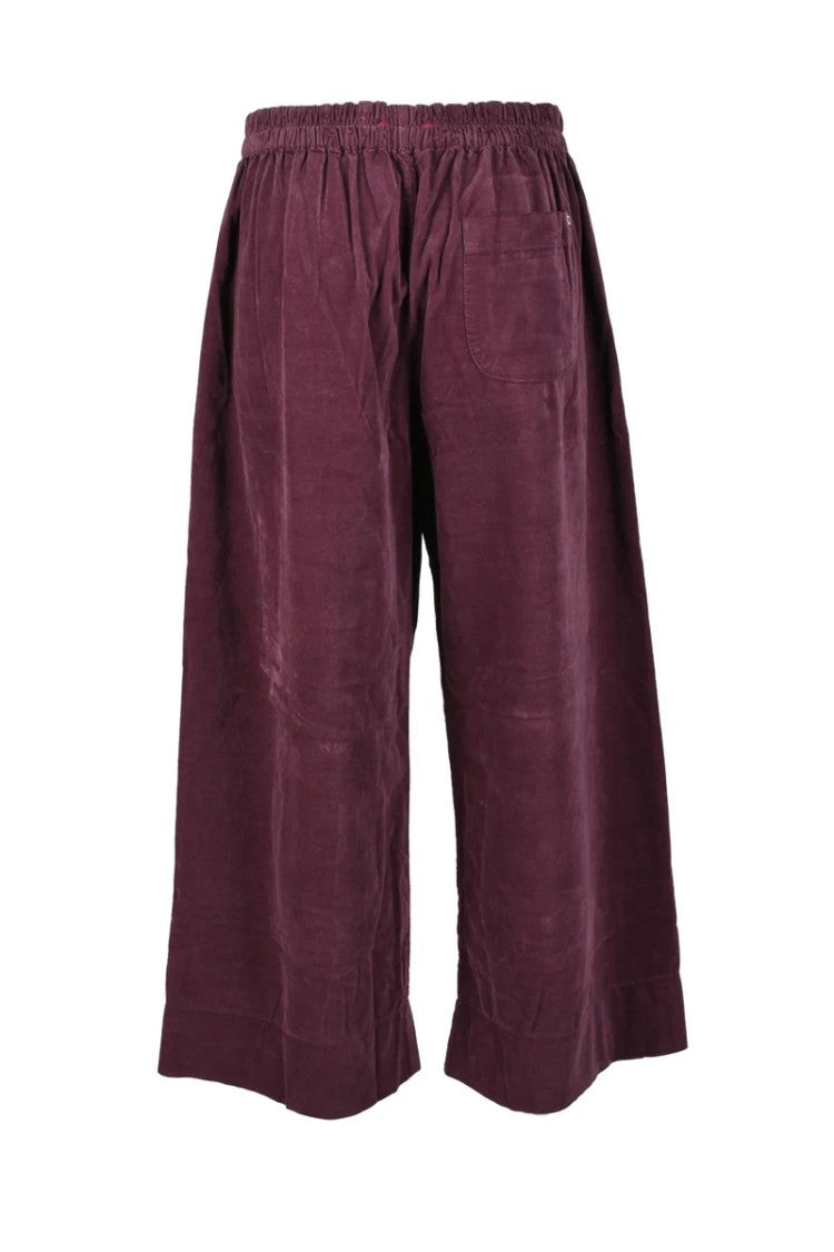 Another Label Wide-Leg Crop Trousers With Elastic Waistband And Pleated Detail