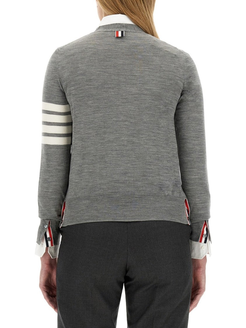 Thom Browne Relaxed Fit Cardigan With Classic V-Neckline