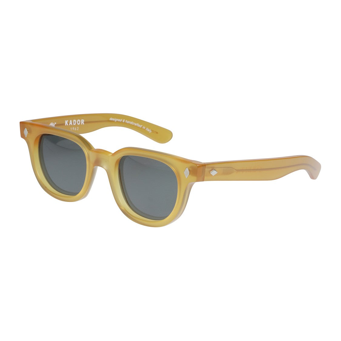 Kador Orbit Translucent Amber-Yellow Square Frame Sunglasses With Metallic Accents
