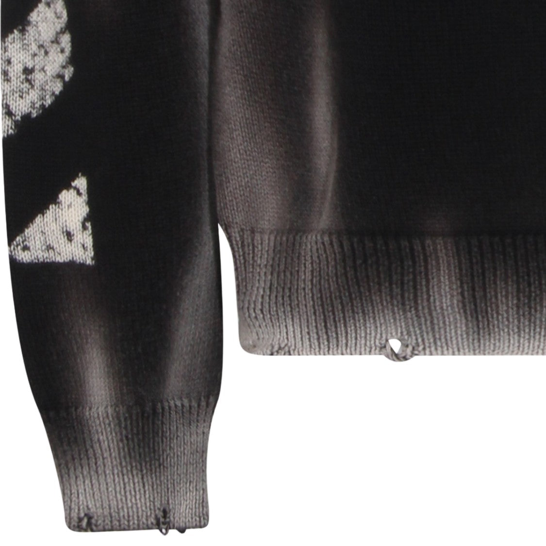 Off-White Faded Black Sweater With Distressed Details