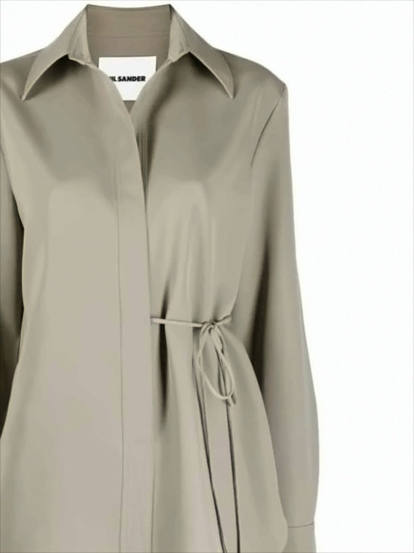 Jil Sander Draped Wool Blouse With Classic Collar