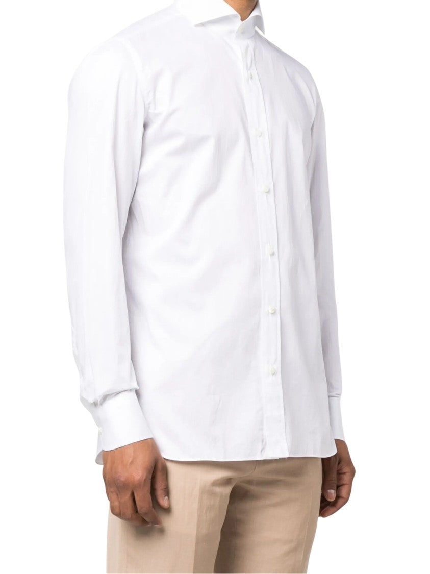 Borrelli Long-Sleeve Spread Collar Cotton Shirt With Tailored Fit