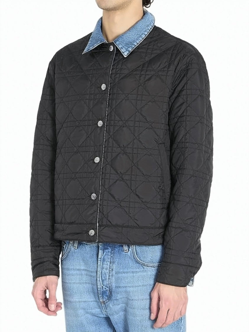 Dior Structured Light Blue Denim Jacket With Black Collar And Tailored Fit