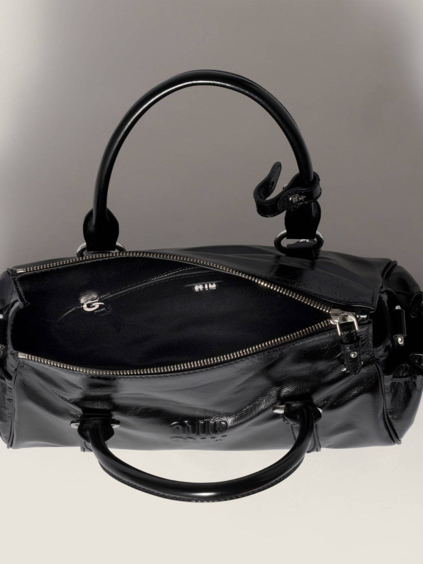 Miu Miu Black Patent Leather Drawstring Shoulder Bag